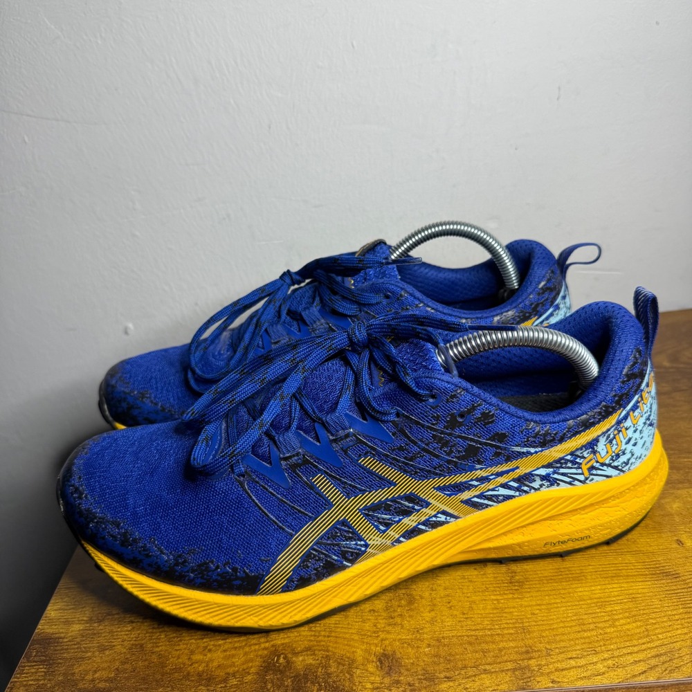 ASICS Fuji Lite 2 Running Shoes Mens Size 10 Blue Yellow 1011B209 - Picture 2 of 6